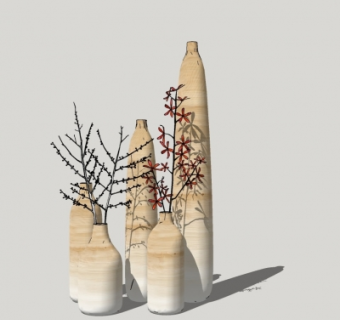 现代花瓶花卉su模型