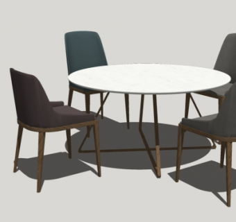 北欧餐桌椅su模型