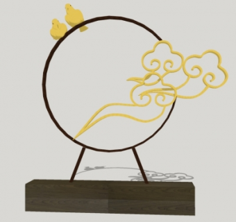 中式祥云摆件su模型