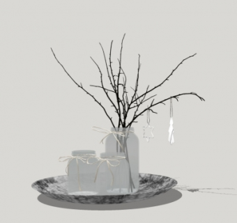 现代花瓶花卉su模型