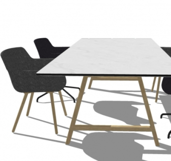 现代桌椅组合su模型