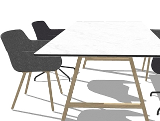 现代桌椅组合su模型