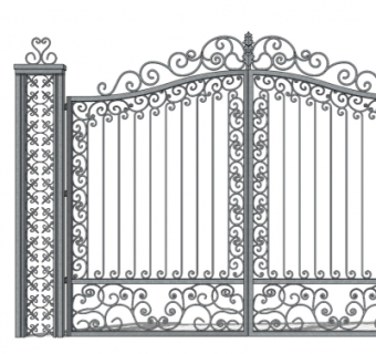 欧式花园铁艺大门su模型