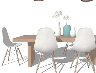 北欧<em>餐桌椅组合</em>su模型