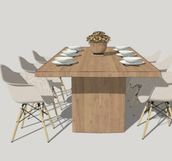 北欧餐桌椅组合su模型