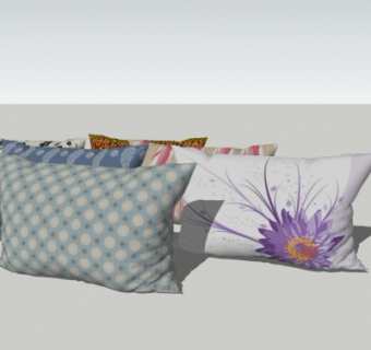 现代布艺抱枕su模型