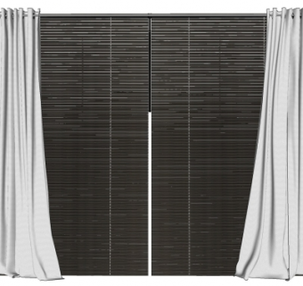 现代布艺窗帘su模型