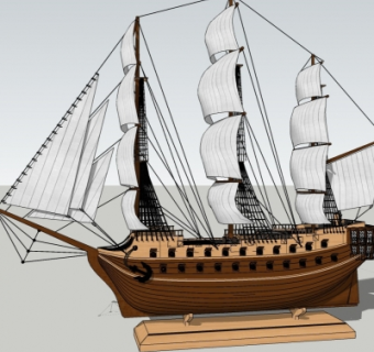 现代帆船摆件su模型