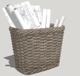 现代藤编筐su模型