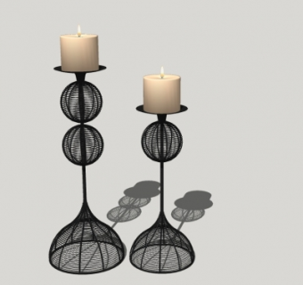 现代金属烛台su模型