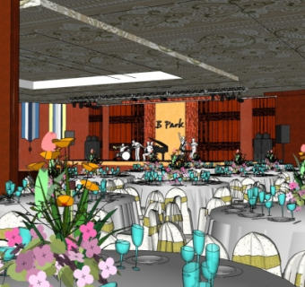 现代酒店宴会厅su模型