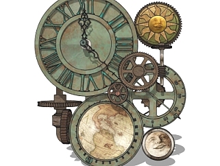 欧式古典机械钟表su模型