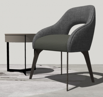 现代布艺单椅su模型