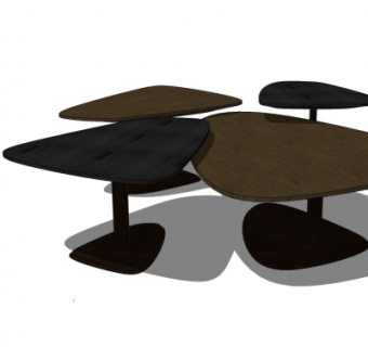 现代实木边几组合su模型