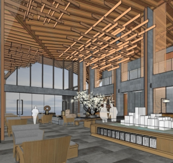 现代禅意售楼中心su模型