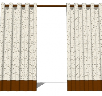现代布艺窗帘su模型