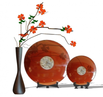 中式玉盘摆件su模型