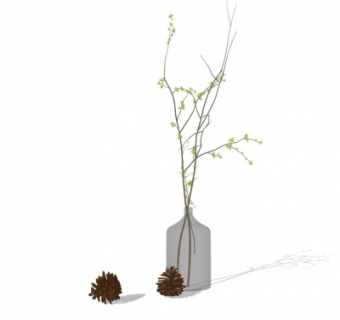 现代花瓶花卉su模型