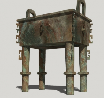 中式青铜鼎su模型