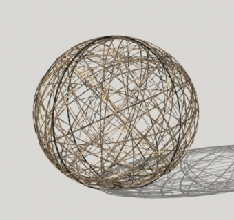 现代竹篾装饰球su模型
