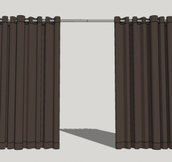 现代布艺窗帘su模型