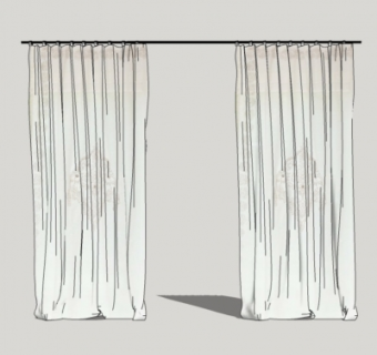 中式窗帘su模型