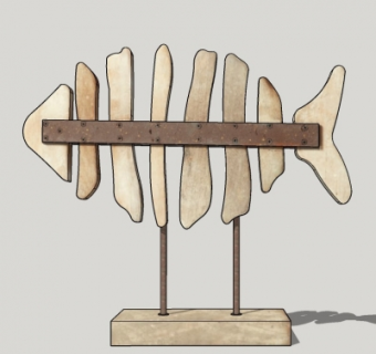 工业风鱼骨工艺品su模型