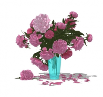 现代花瓶花卉su模型