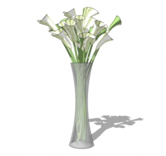 现代花瓶花卉su模型