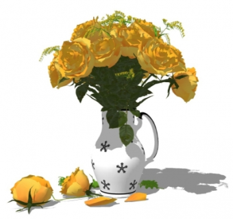 现代花瓶花卉su模型