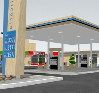 现代加油站su模型