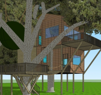 现代树屋su模型