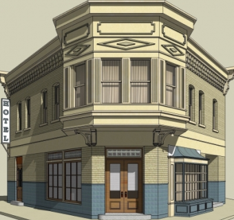 欧式旅馆su模型