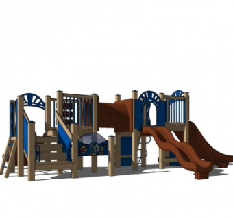 现代幼儿园儿童滑梯su模型