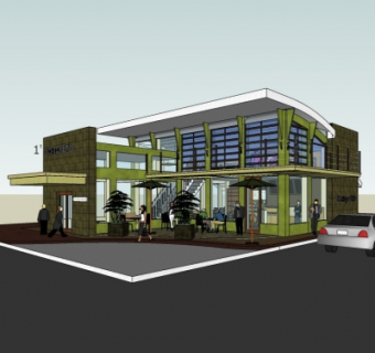 现代咖啡馆su模型