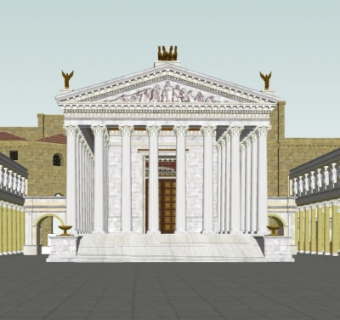 欧式神殿su模型
