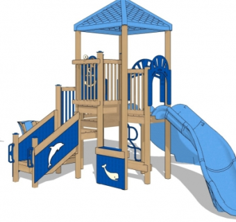 现代幼儿园儿童滑梯su模型