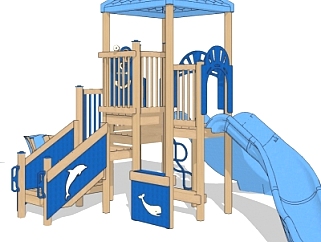 现代幼儿园儿童滑梯su模型