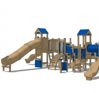 现代儿童滑梯su模型