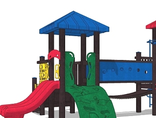 现代幼儿园儿童<em>滑梯</em>su模型