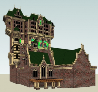 欧式教堂su模型