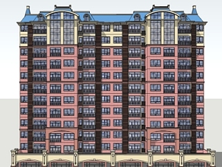 欧式<em>多层</em>公寓楼su模型