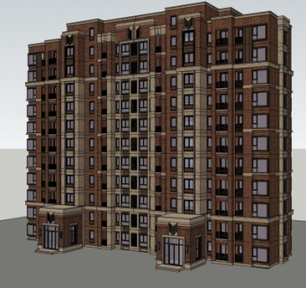 新古典多层公寓楼su模型