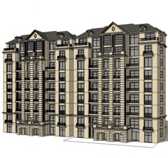 欧式多层公寓su模型