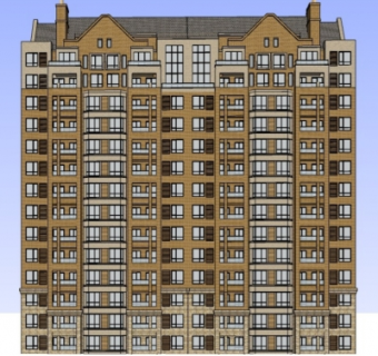 欧式高层公寓楼su模型