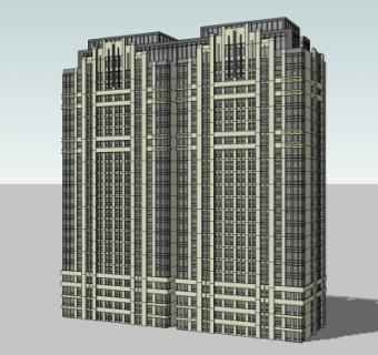 新古典高层公寓楼su模型