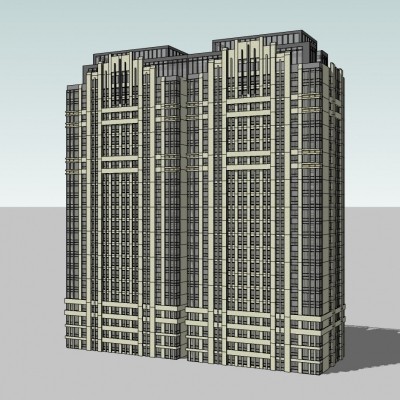 新古典高层公寓楼su模型