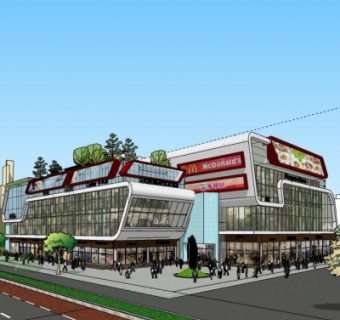 现代商场外观su模型