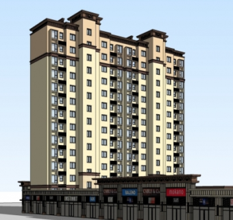 现代高层公寓楼su模型