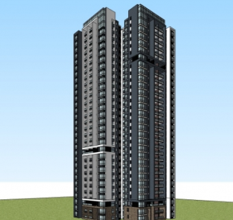 现代高层公寓楼su模型